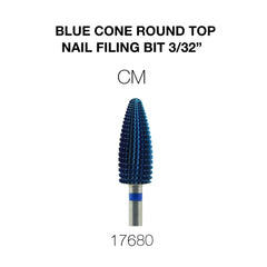 Cre8tion Blue Cone Round Top Nail Filing Bit 3/32"