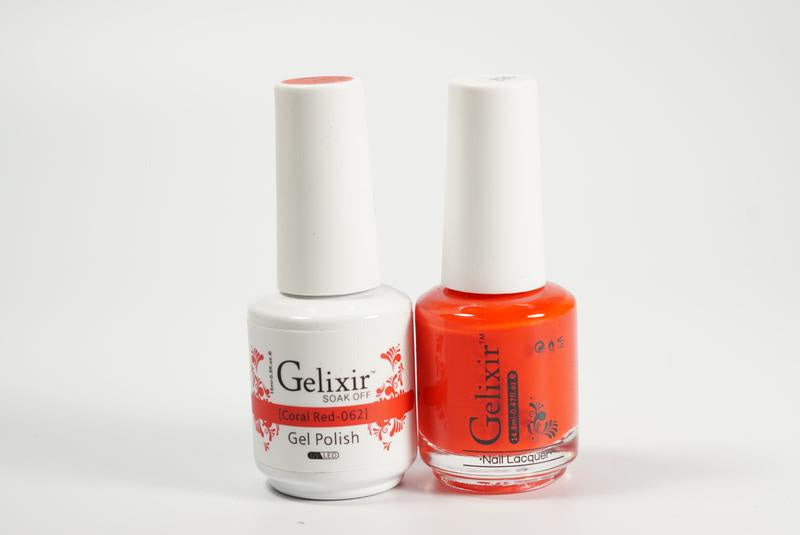 Gelixir Nail Polish Gel & Matching Lacquer Coral Red 1 PK #062