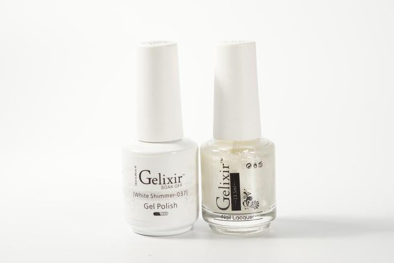 Gelixir Nail Polish Gel & Matching Lacquer White Shimmer 1 PK #037