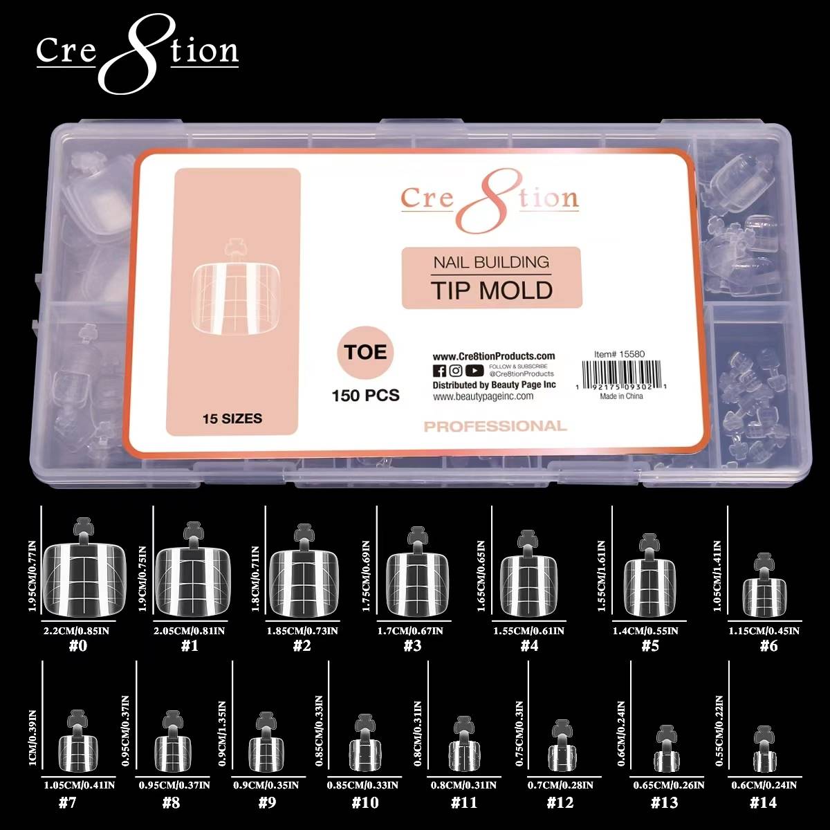 Cre8tion Nail Building Tip Mold Toe 150pcs