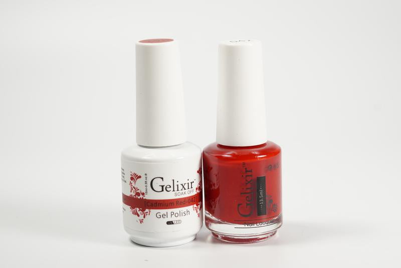 Gelixir Nail Polish Gel & Matching Lacquer Cadmium Red 1 PK #042