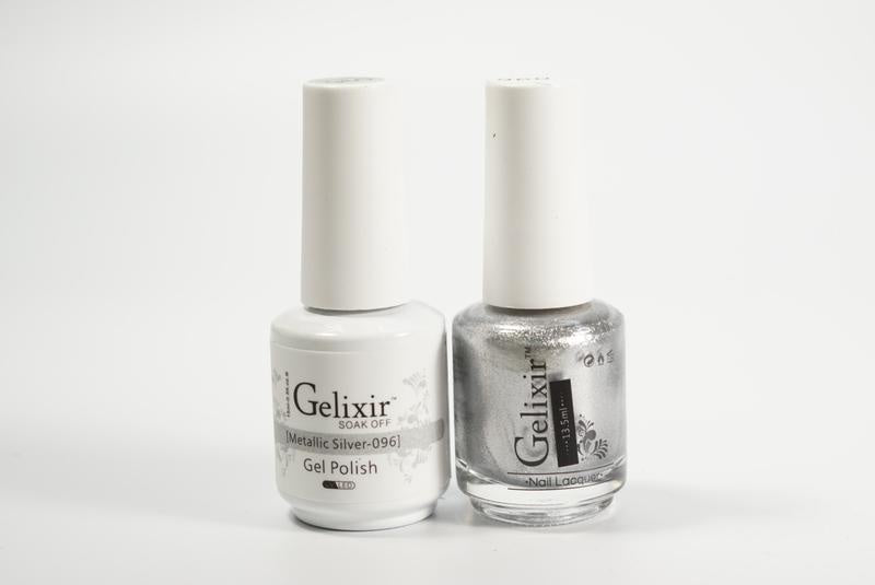 Gelixir Nail Polish Gel & Matching Lacquer Metallic Silver 1 PK #096