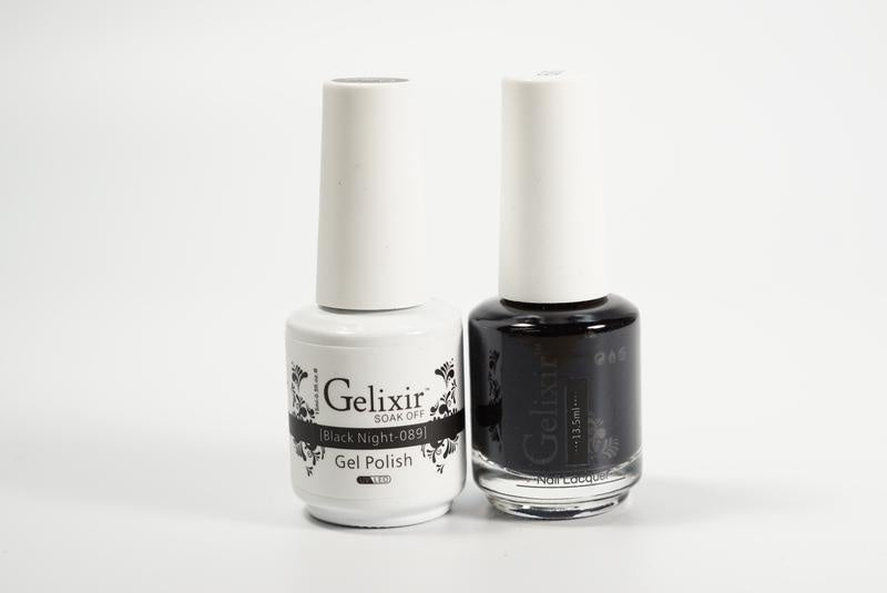 Gelixir Nail Polish Gel & Matching Lacquer Black Night 1 PK #089