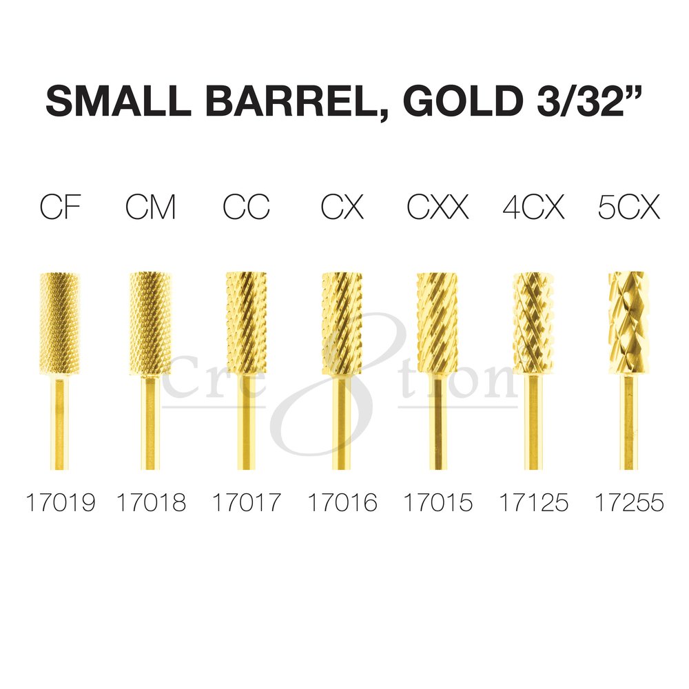 Cre8tion Carbide Small Barrel, Gold 3/32"