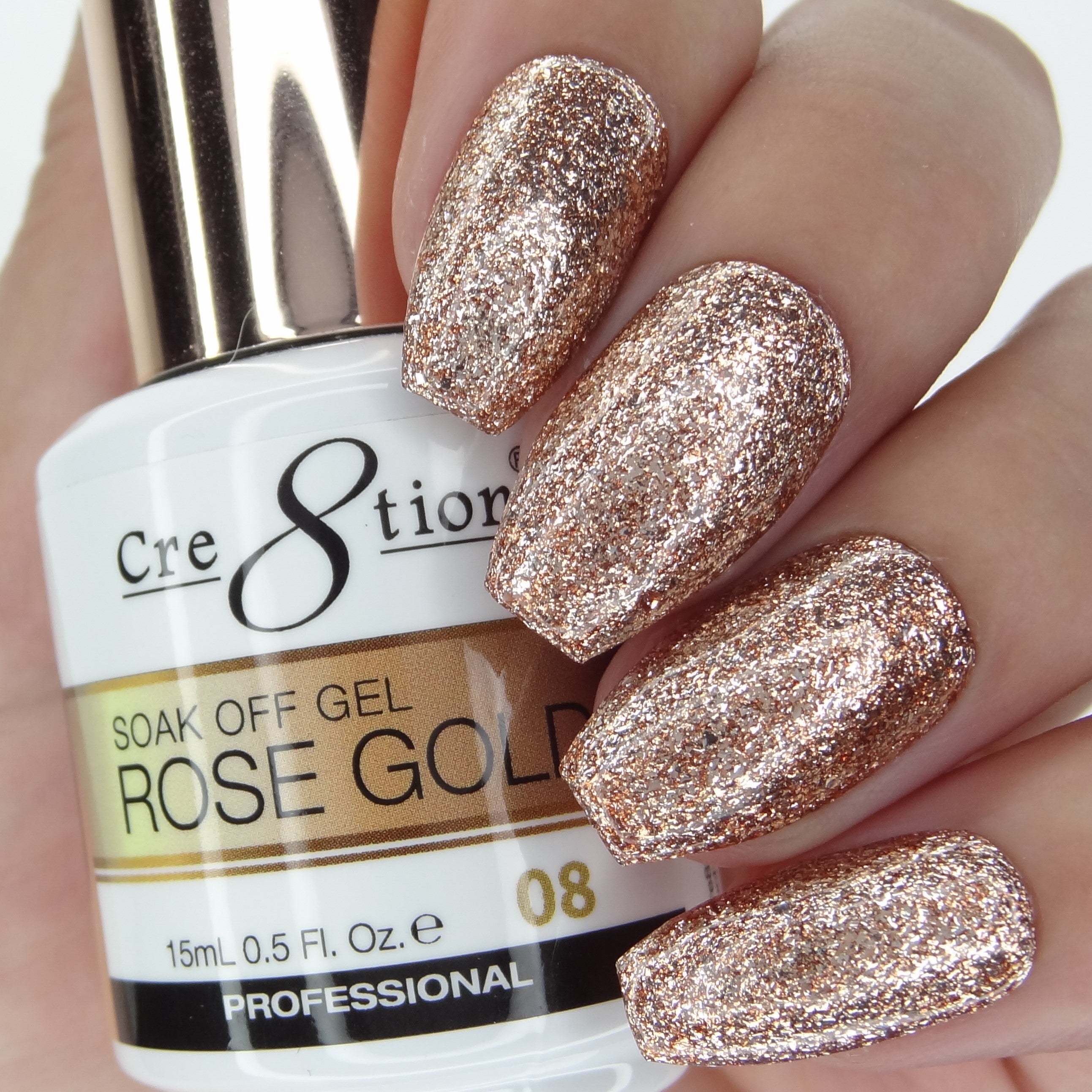 Cre8tion Rose Gold Soak Off Gel 0.5oz 08