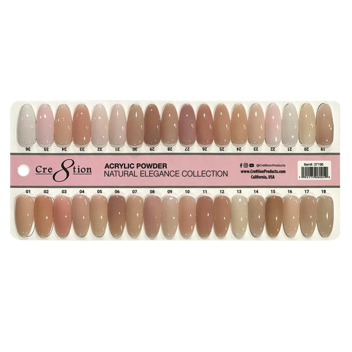 Cre8tion Color Chart - Natural Elegance Powder 36 colors