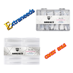 HNS DIAMOND NAIL TIP CLEAR STILETTO