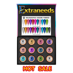 HNS DIAMOND HOLOGRAPHIC CHROME POWDER 12 COLORS COLECCTION free 2 base chorme HNS