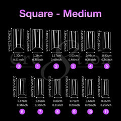 Cre8tion Special Shape Tip Square Clear - Medium