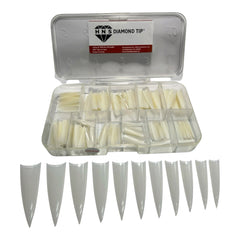 HNS NATUTAL STILETTO STRAIGHT NAIL TIP 540 EACH IN BOX