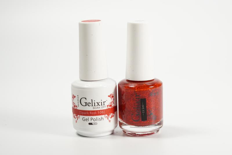 Gelixir Nail Polish Gel & Matching Lacquer Spark Red 1 PK #106