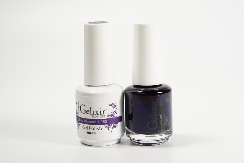 Gelixir Nail Polish Gel & Matching Lacquer Blue Diamond 1 PK #088