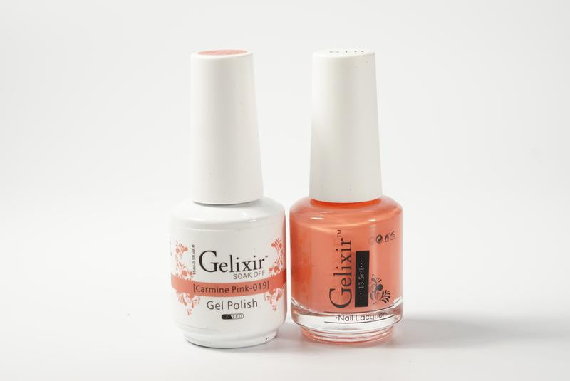 Gelixir Nail Polish Gel & Matching Lacquer Carmine Pink 1 PK #019