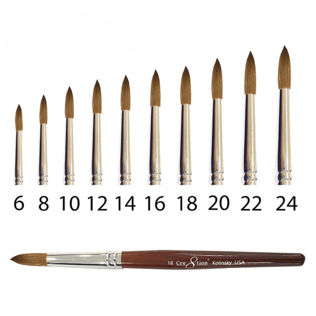 Cre8tion Kolinsky Acrylic Brush - Brown Handle