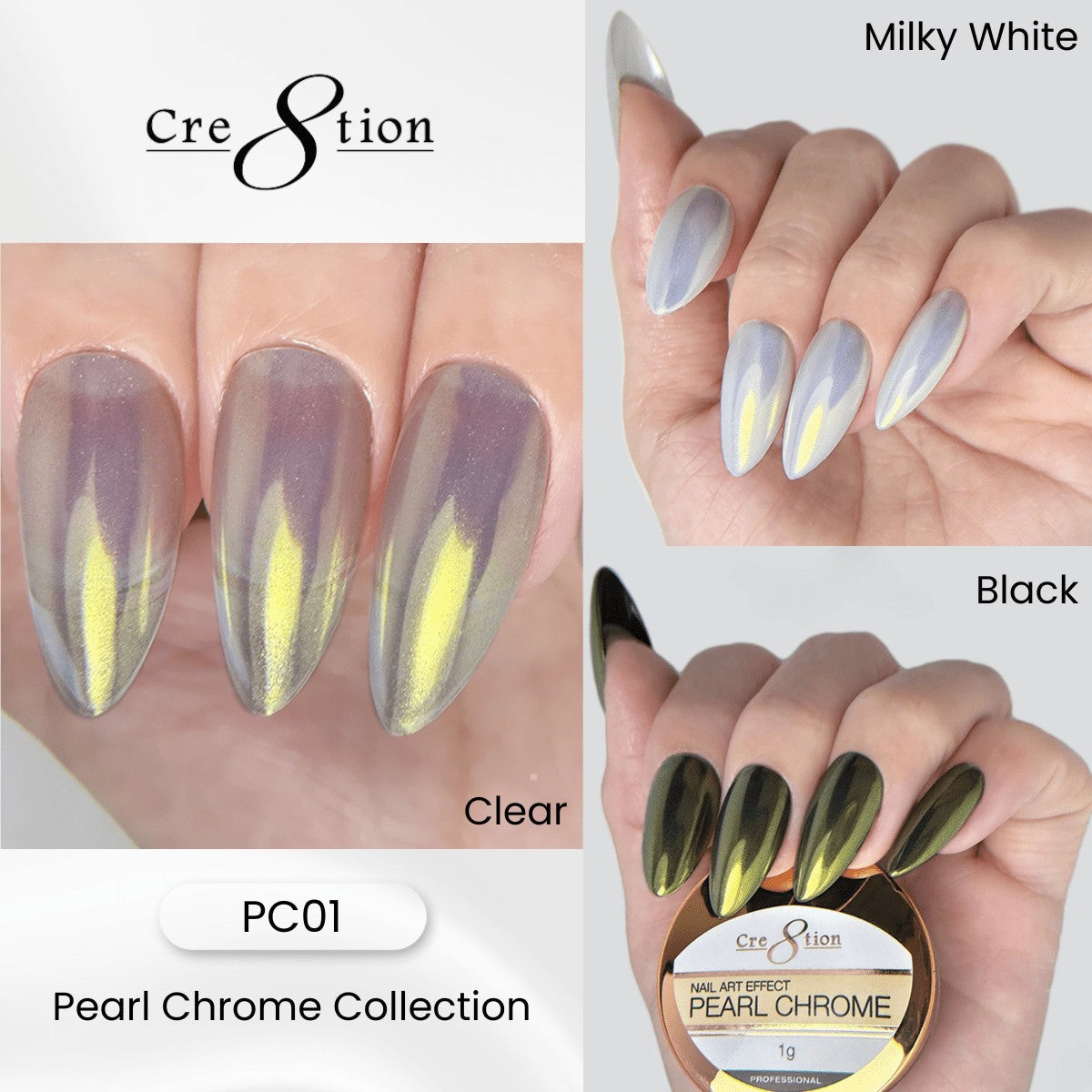 Cre8tion Pearl Chrome Nail Art Effect 1g - 01