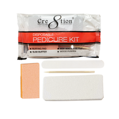 Cre8tion Disposable Kit D Pedicure : 1 Buffing Pad, 1 Slim Buffer, 1 Mini White Nail File, 1 Wood Pusher