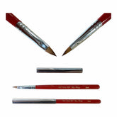 My Store Bao Wang 821 professional nail art brush with a red ergonomic handle, fine bristles, and a metallic cap.
