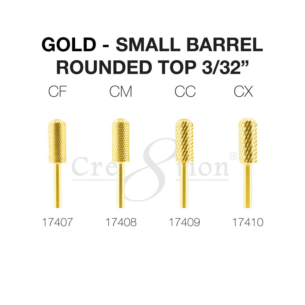 Cre8tion Gold Carbide- Small Barrel-Round Top- 3/32"
