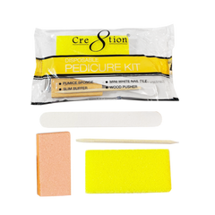 Cre8tion Disposable Kit A Pedicure: 1 Pumice Sponge, 1 Mini Nail File, 1 Wood Pusher, and 1 Slim Buffer for softer smoother feet
