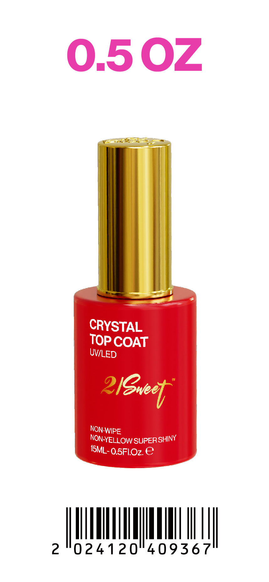 21Sweet Glass Topcoat Gel, 0.5 oz [40% Off]