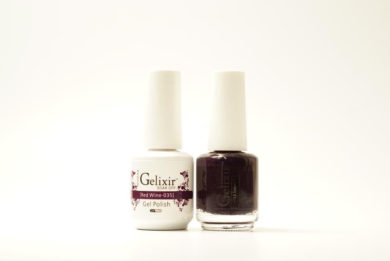 Gelixir Nail Polish Gel & Matching Lacquer Red Wine 1 PK #035