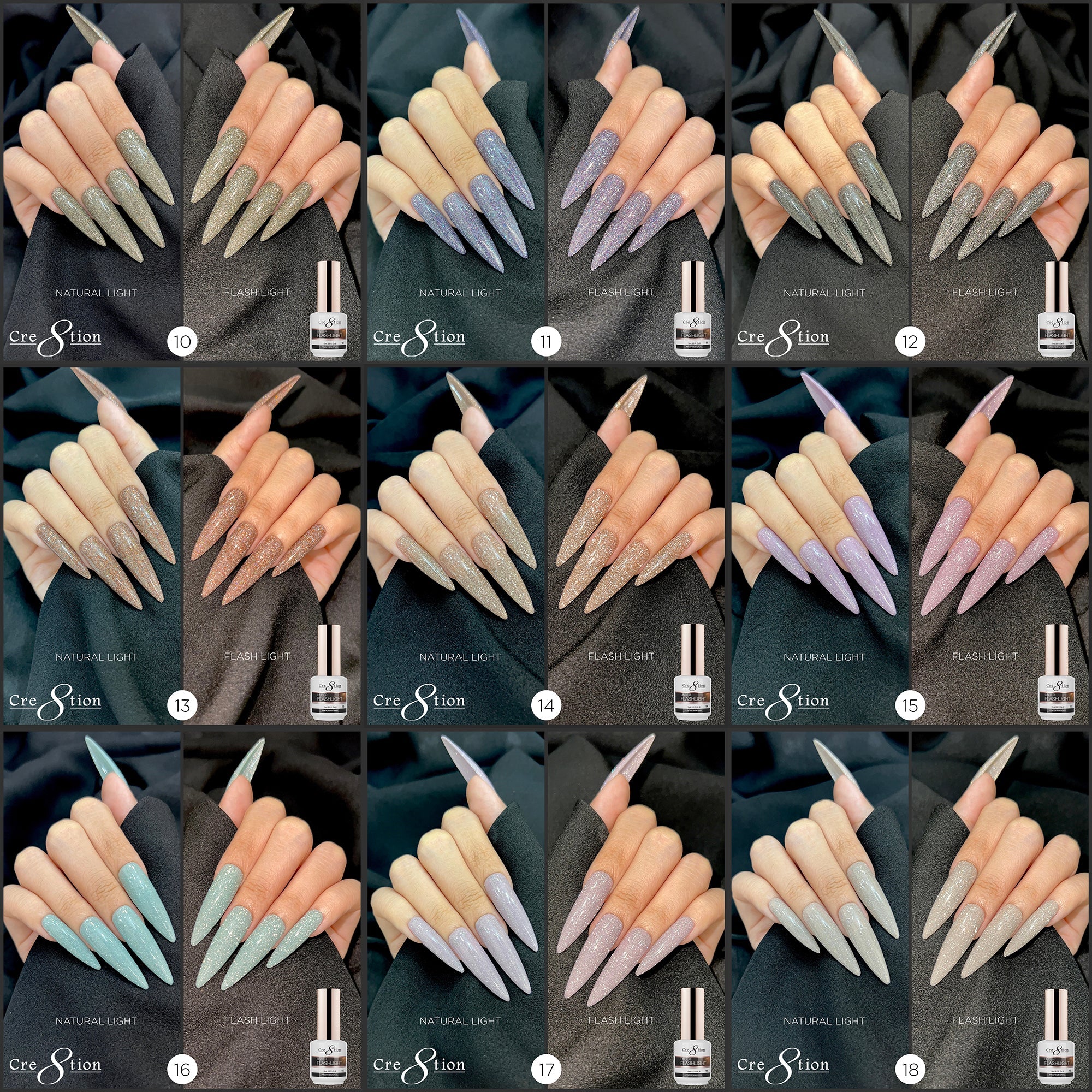 Cre8tion Under Flashlight Collection 0.5oz  - Full Set 36 Colors W/ 1 Set Color Chart