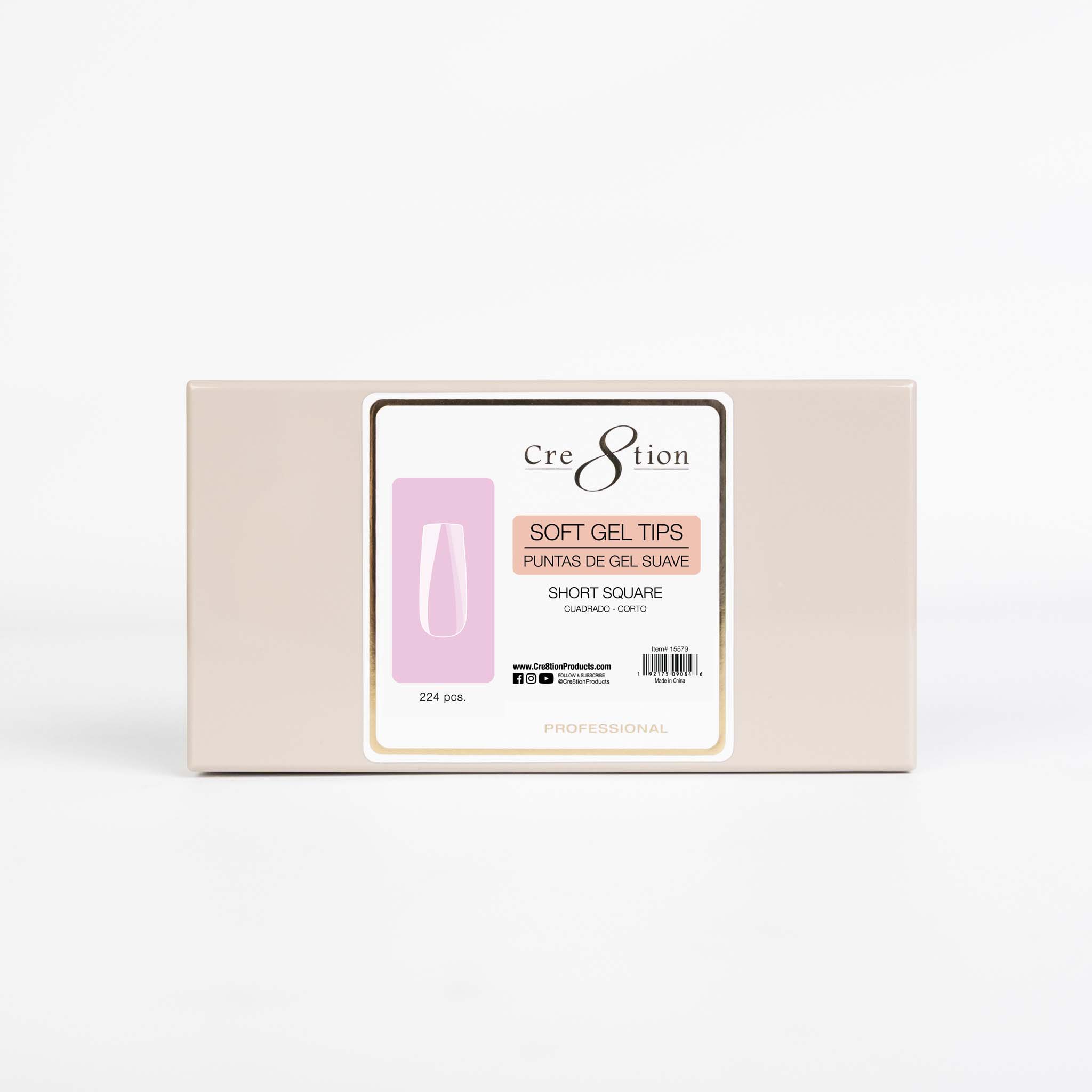 Cre8tion Soft Gel Tips - Square Short Mini Box 224pcs