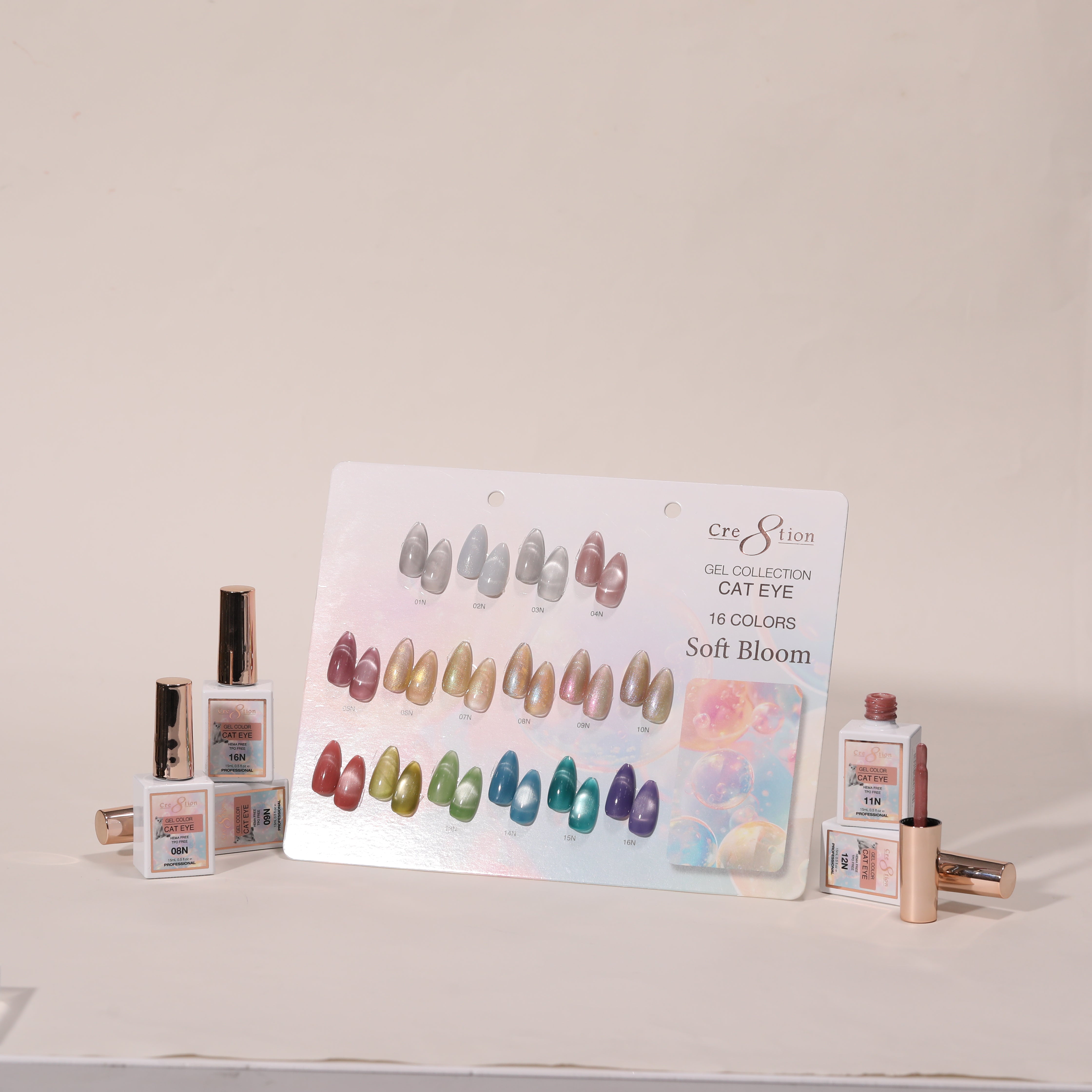 Cre8tion Cat Eye Soft Bloom Collection - Full Set 16 Colors w/ 1 Calendar Display