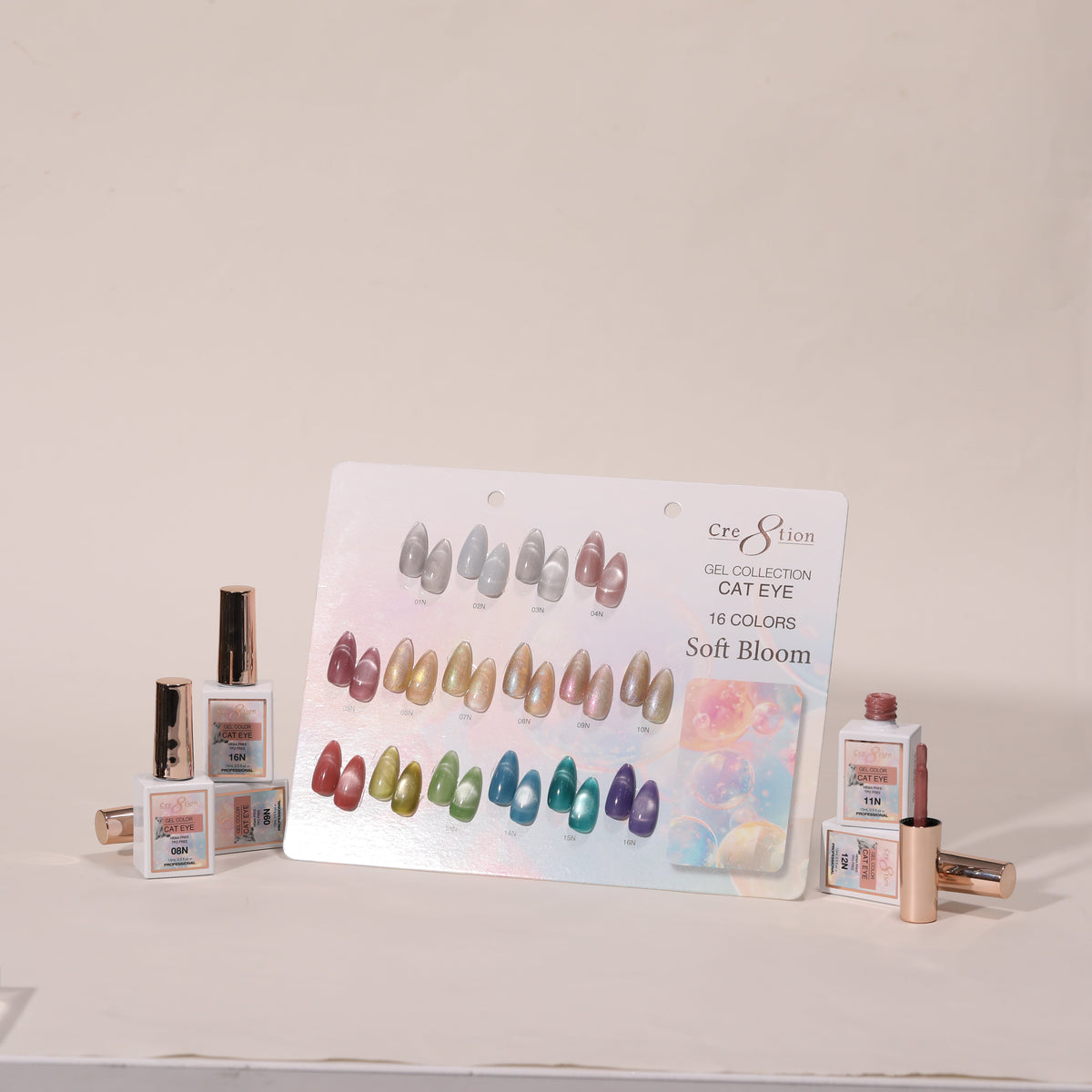 Cre8tion Cat Eye Soft Bloom Collection - Full Set 16 Colors w/ 1 Calendar Display