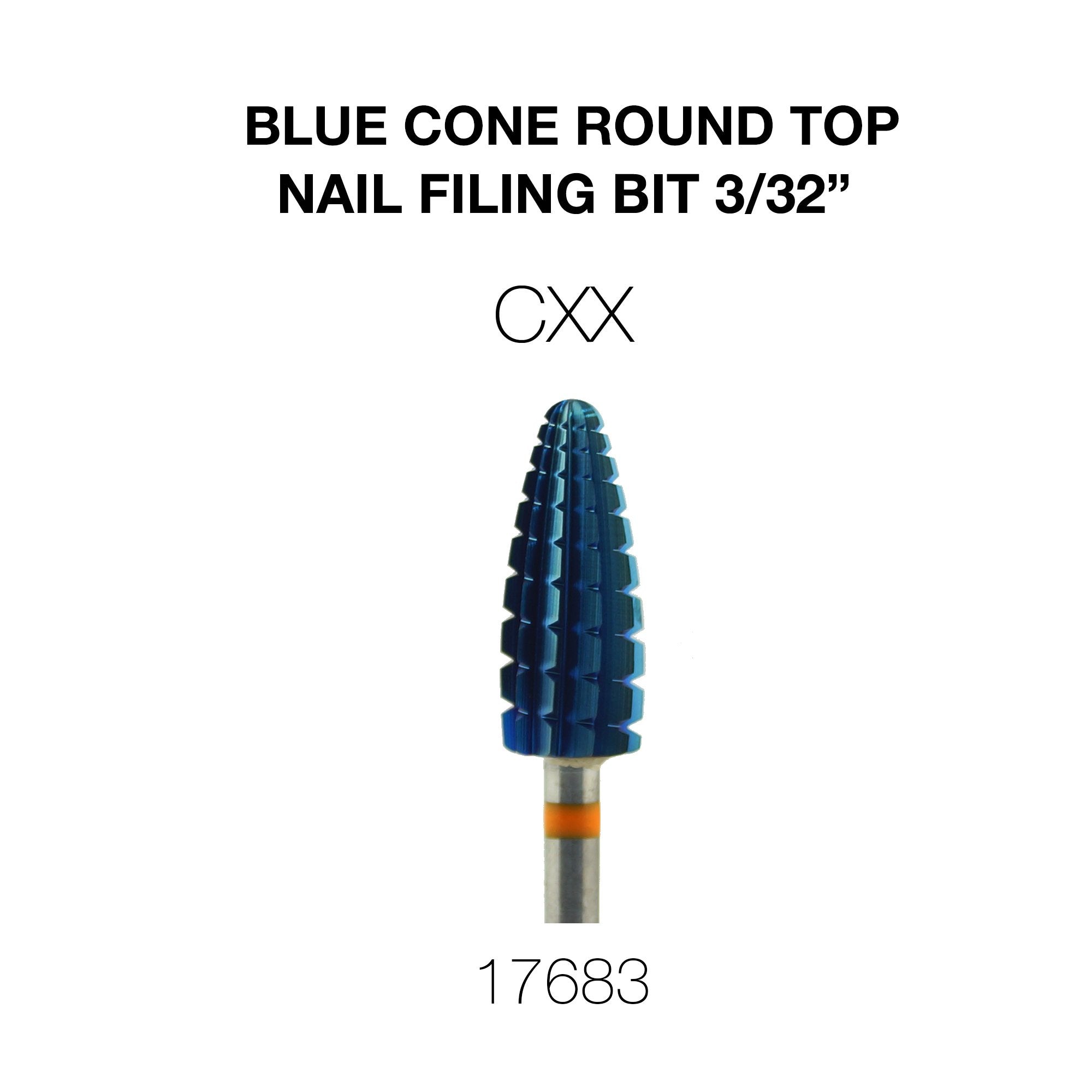 Cre8tion Blue Cone Round Top Nail Filing Bit 3/32"