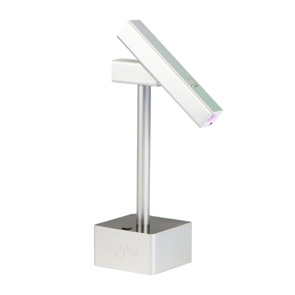 Cre8tion Portable Rechargeable 2in1 UV/LED Desk Lamp - Silver 15W