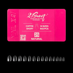 21Sweet Soft Gel Tip Box, Coffin, Natural, 602 pcs [50% Off]