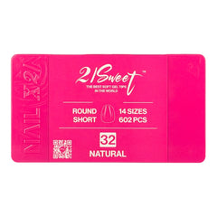 21Sweet Nail Up Soft Gel Tip Box,Round, Natural, 602 pcs [50% Off]