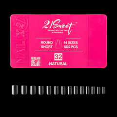 21Sweet Nail Up Soft Gel Tip Box,Round, Natural, 602 pcs [50% Off]