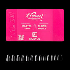 21Sweet Nail Up Soft Gel Tip Box, Stiletto, Natural, 602 pcs [50% Off]