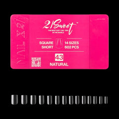 21Sweet Nail Up Soft Gel Tip Box, Square,Natural, 602 pcs [50% Off]