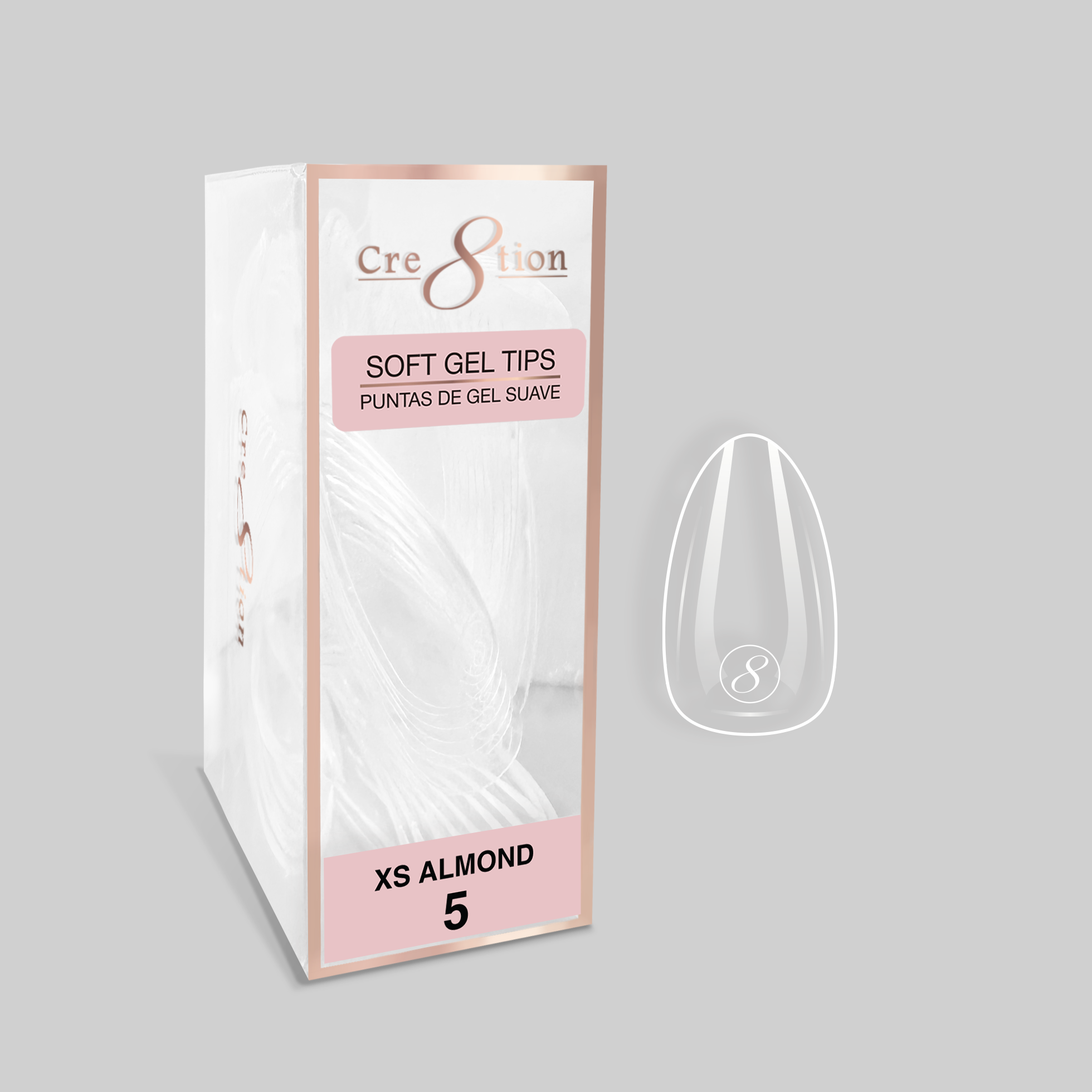 Cre8tion Soft Gel Tips - ALMOND Refill Tip (100pcs/box)