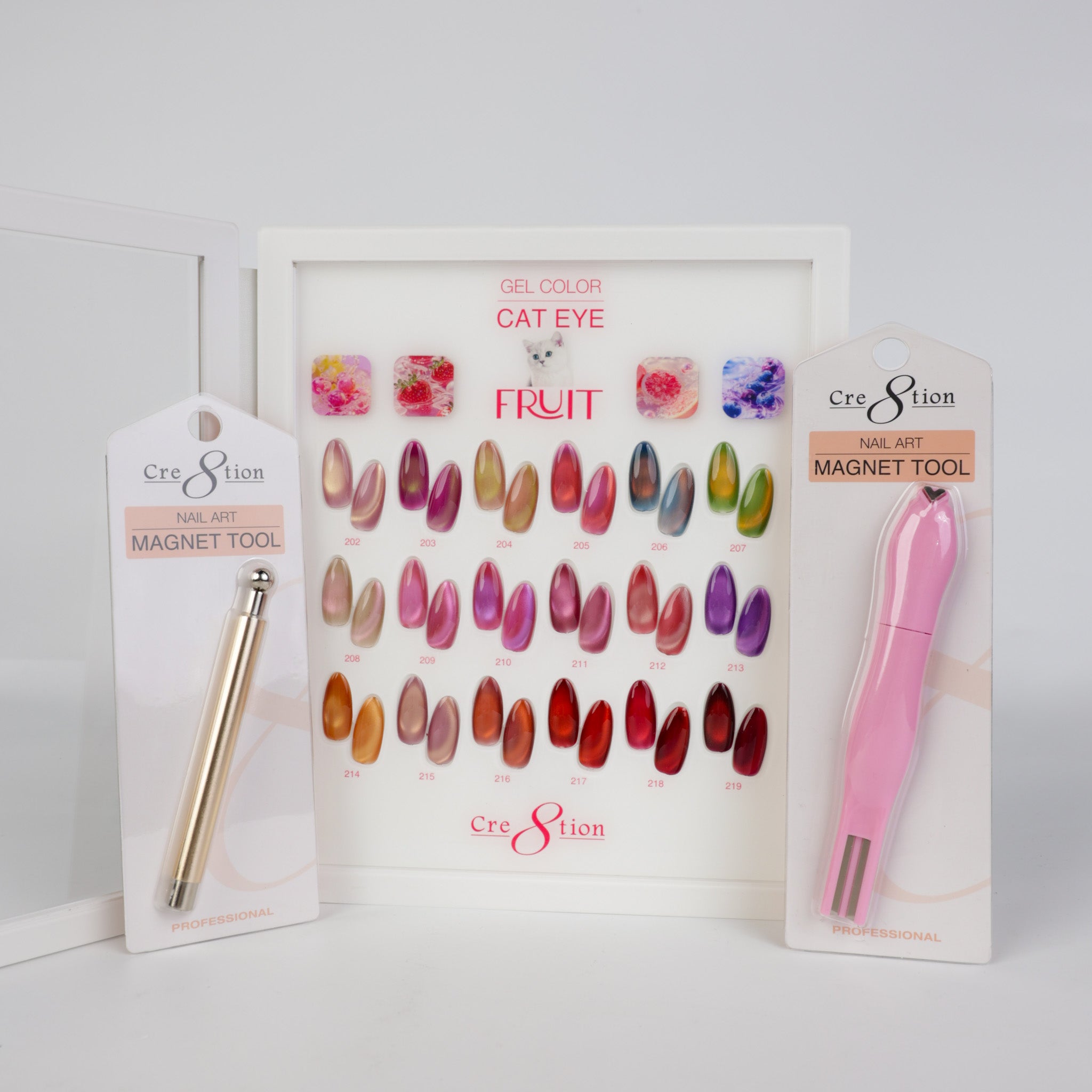 Cre8tion Cat Eye Fruits Kit - 18 Colors (#202 - #219) w/ 1 Acrylic Booklet & 2 Magnet Tools