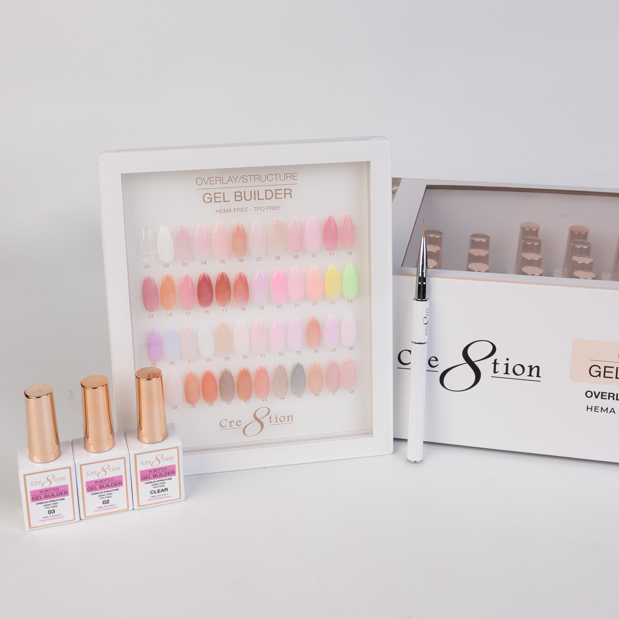 Cre8tion Gel Collection - Overlay/ Brush on Builder 0.5oz 48 Color Kit
