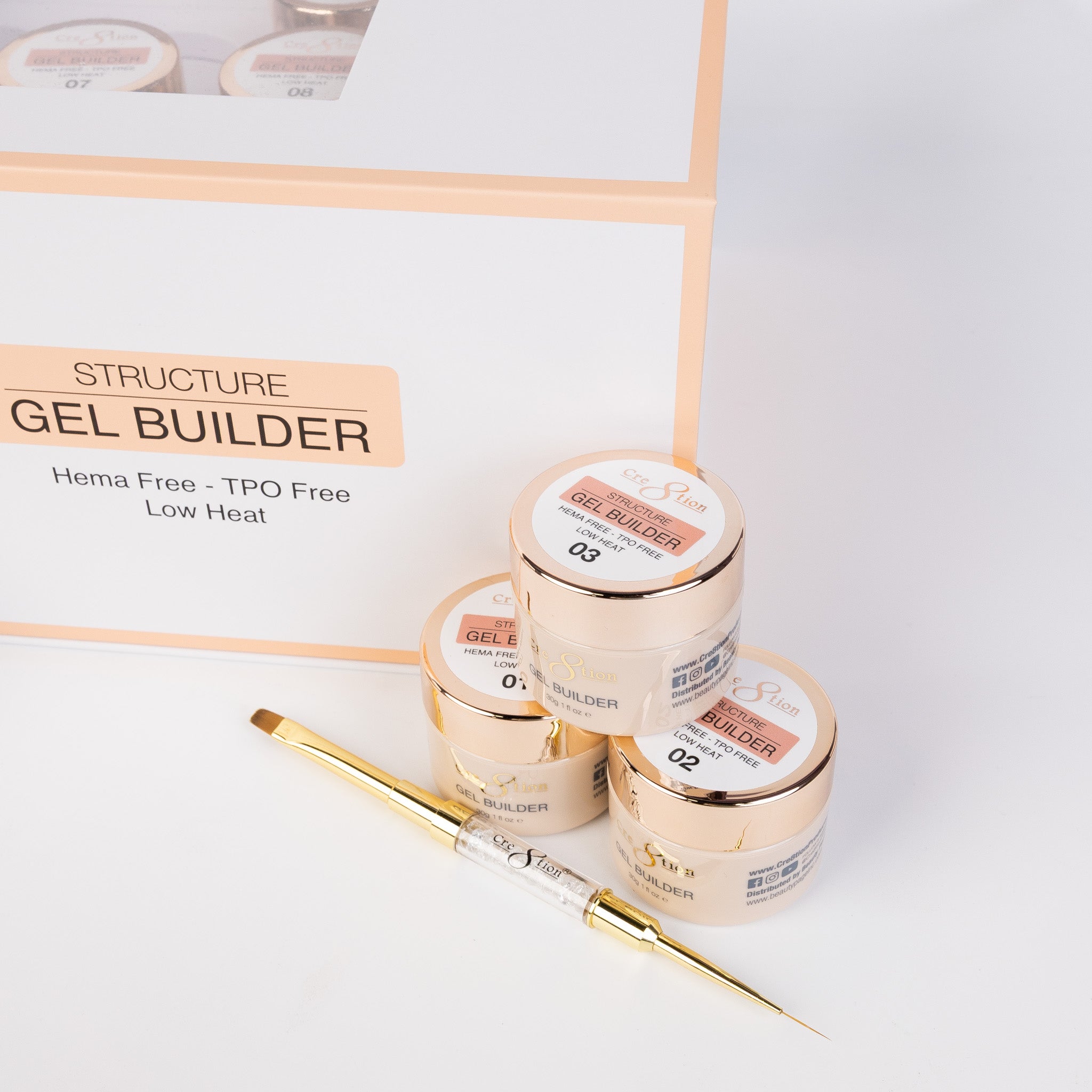 Cre8tion Gel Collection - Hema Free/TPO Free - Low Heat - Overlay/Builder Gel in Jar 24 Color Kit