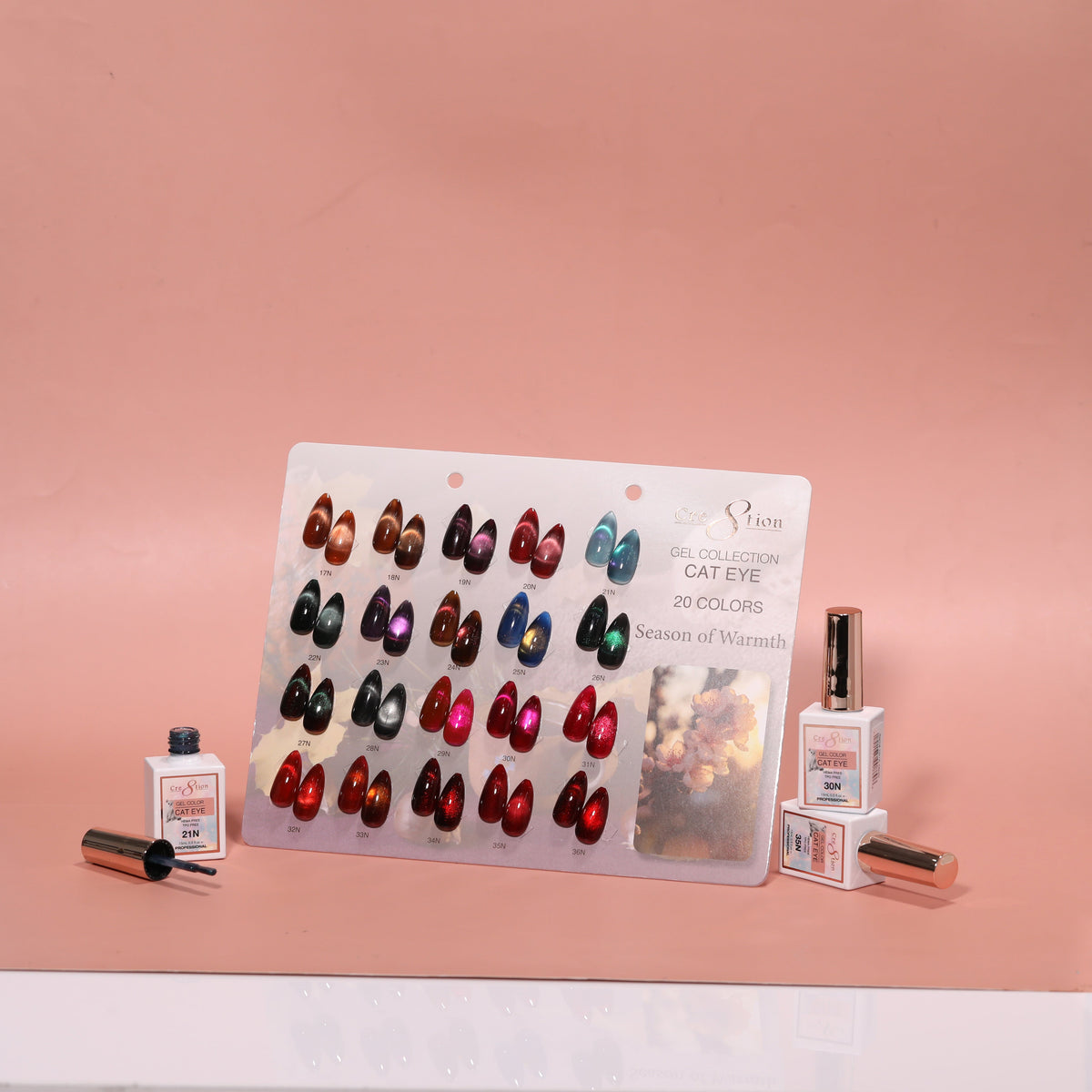 Cre8tion Cat Eye Season of Warmth Collection - Full Set 20 Colors w/ 1 Calendar Display