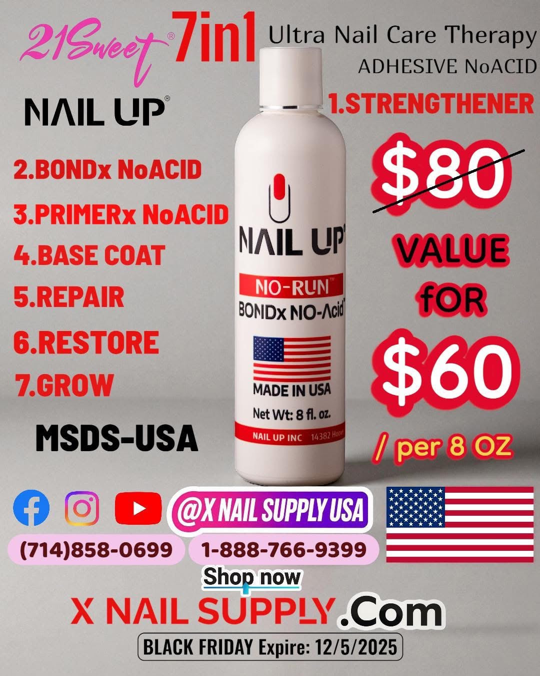 Nail Up Bondx No-Acid 7-in-1, 8 oz [10% Off]