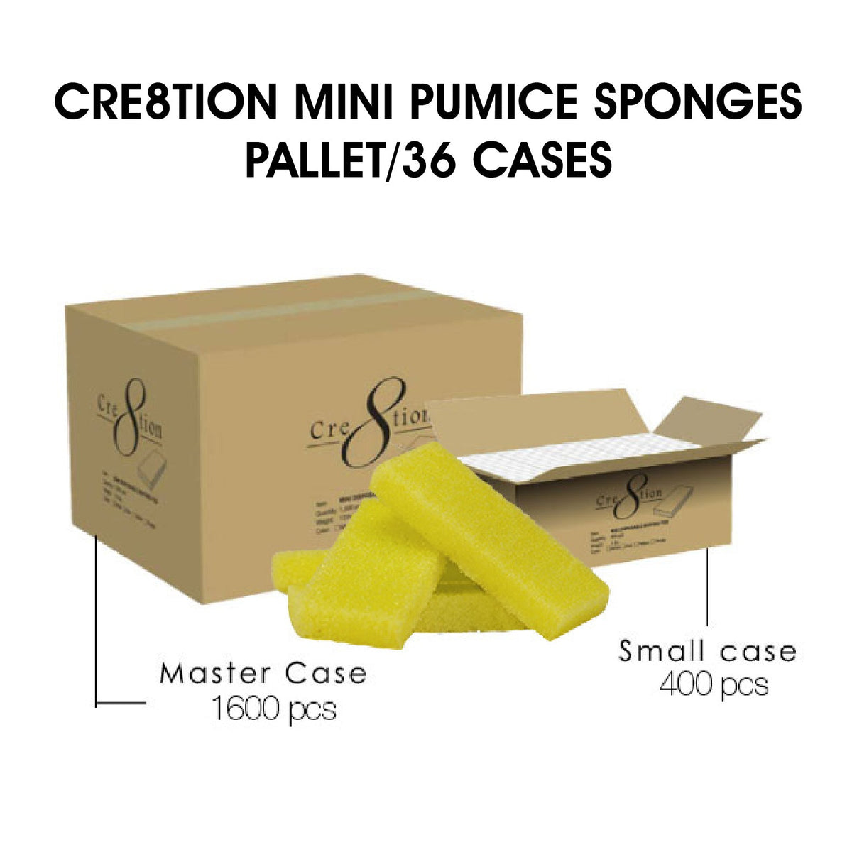 Cre8tion Mini Disposable Pumice Sponges 400 pcs - Pallet of 36 cases