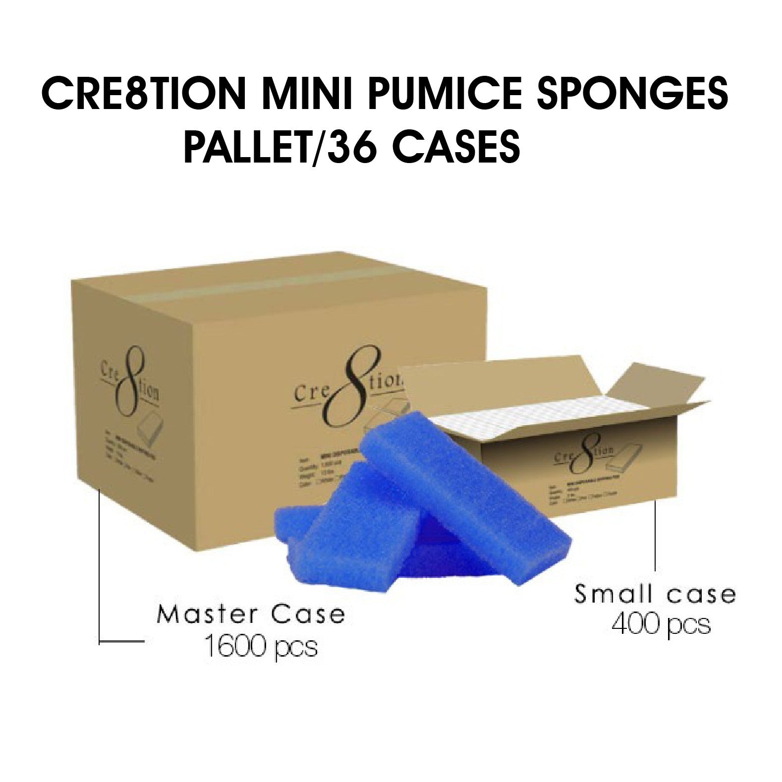 Cre8tion Mini Disposable Pumice Sponges 400 pcs - Pallet of 36 cases