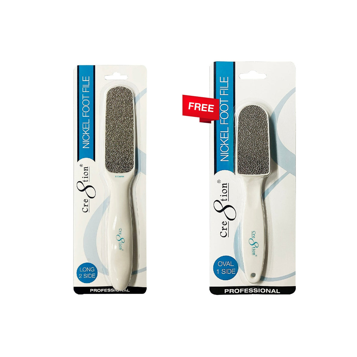 [Bonus Combo] Cre8tion Nickel Foot Files Long 2 Sides #28021 - with 1 Free Foot Files Oval 1 Side #28028