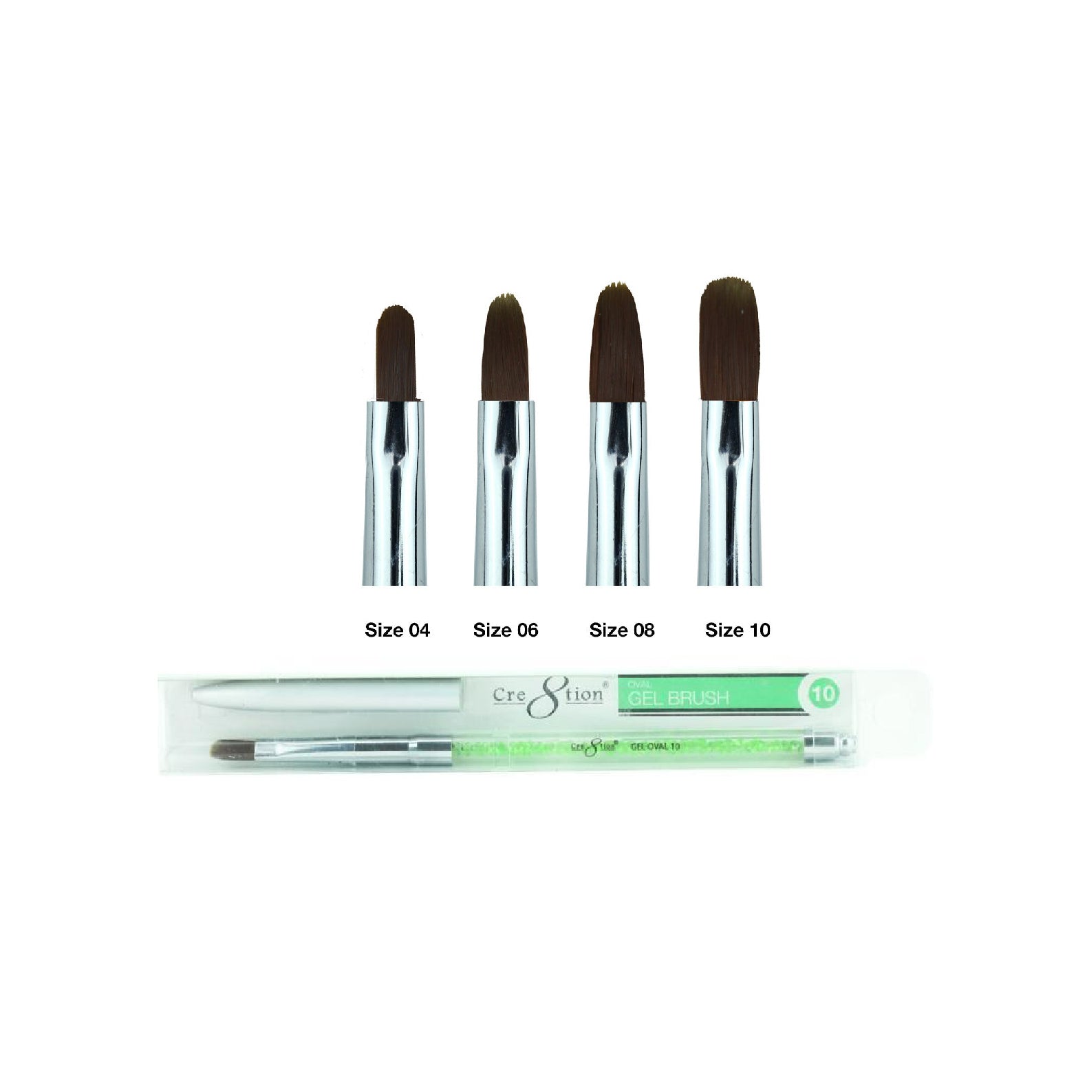 [Bonus Combo] Cre8tion Gel Brush Oval Combo 4 Sizes #04, #06, #08, #10