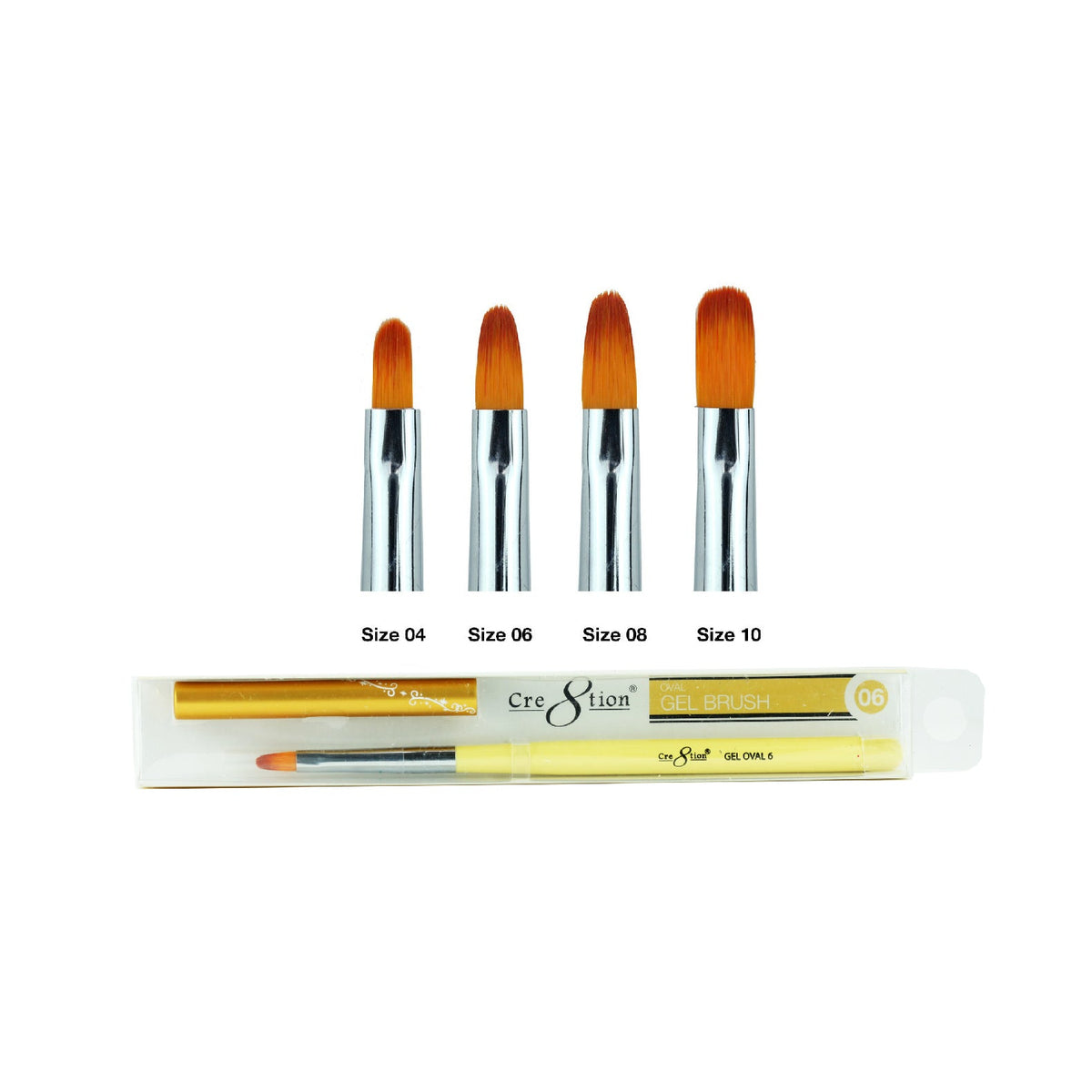 [Bonus Combo] Cre8tion Light Brown Hair Gel Brush Oval Combo 4 Sizes  #04, #06, #08, #10