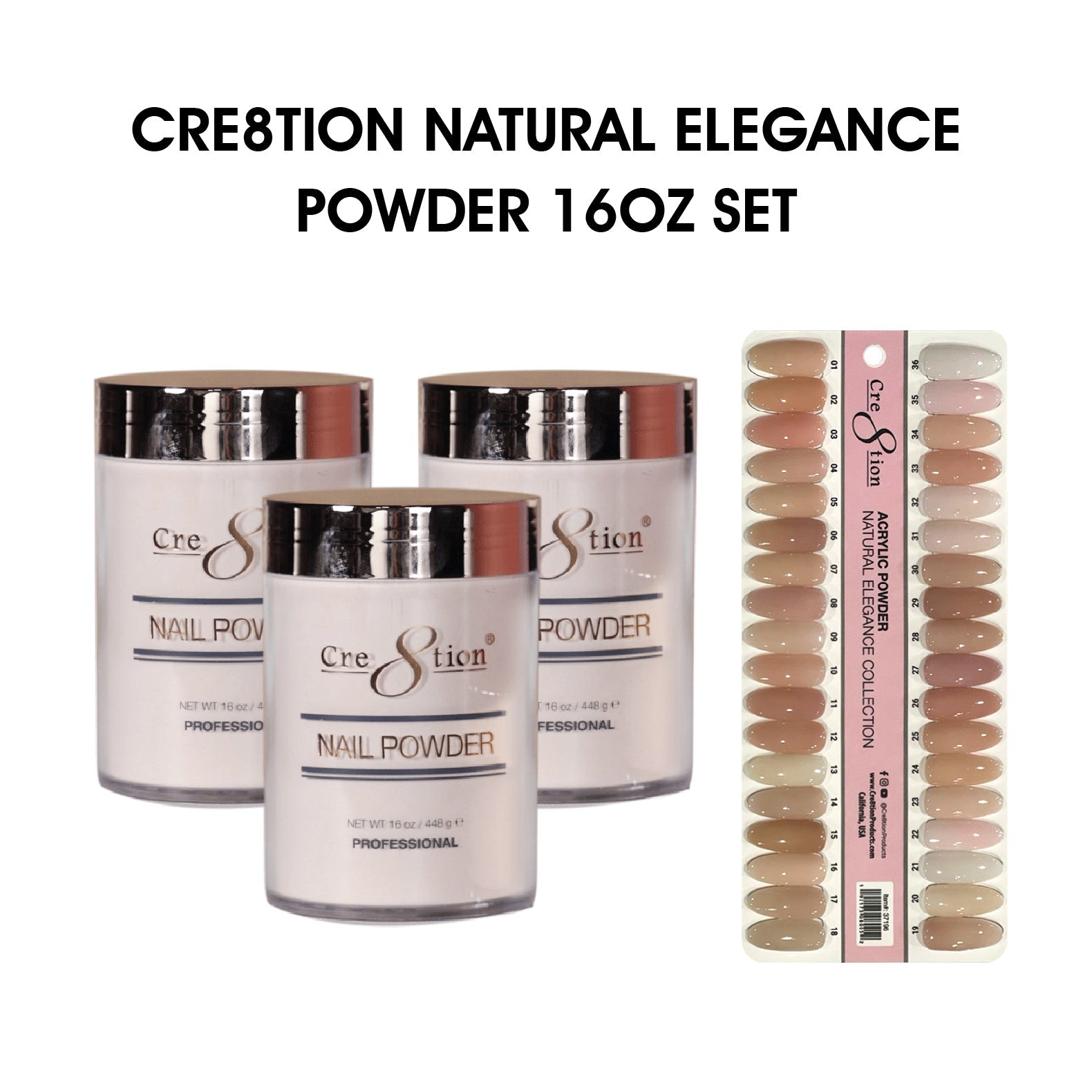 Cre8tion Natural Elegance Powder - Full Set 36 Colors w/ 1 Set Color Chart