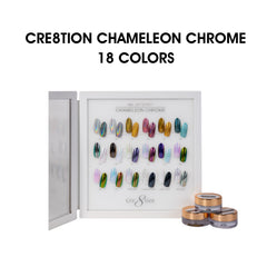 Cre8tion Nail Art Chameleon Chrome 1g - Full Set 18 Colors w/ 1 Acrylic Booklet