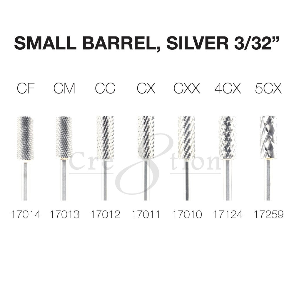 Cre8tion Carbide Small Barrel, Silver 3/32"